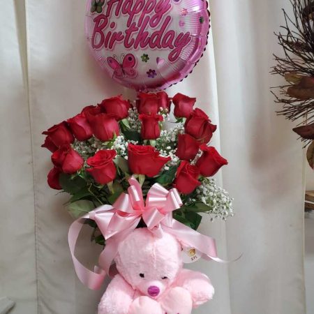 15 Roses Teddy Bear Balloon