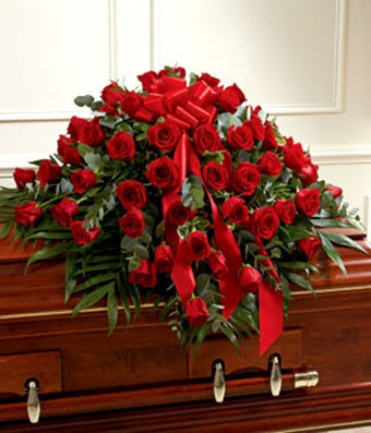 Red roses casket