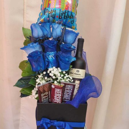 Blue Roses Chocolate Wine Balloon