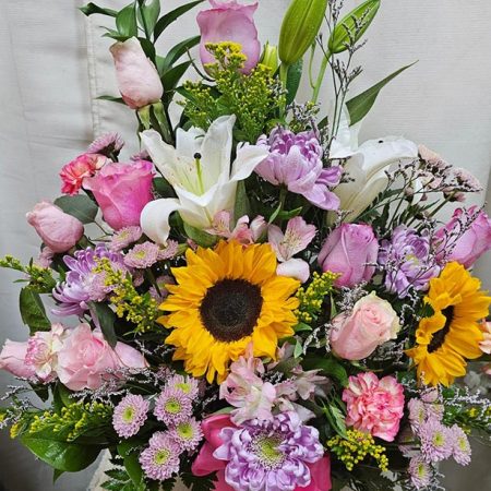 Pink and lavender flowers bouquet