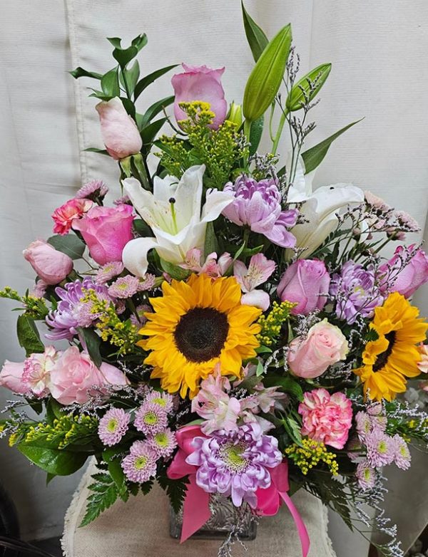 Pink and lavender flowers bouquet