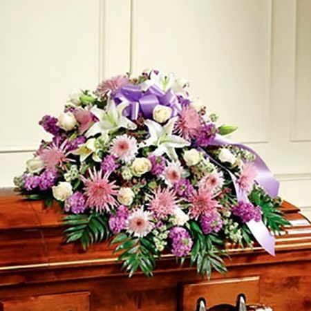 Pink lavander white casket
