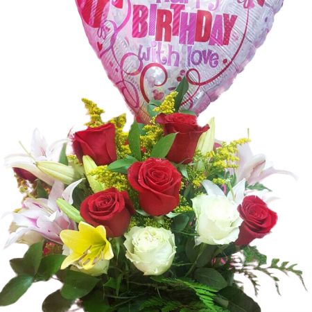 Round roses with balloon