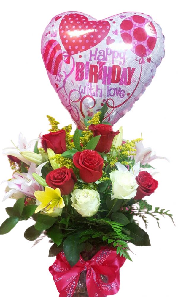 Round roses with balloon