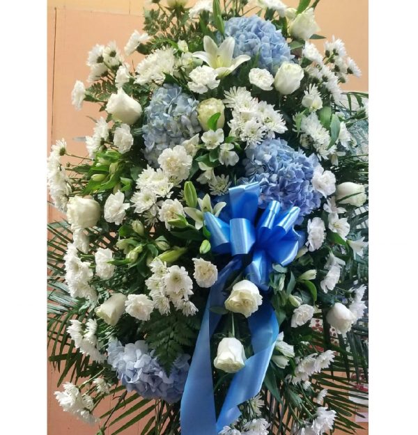 Spray Flowers  White  and Blue