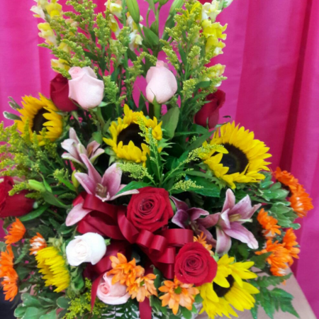 Tropical flowers in a basket