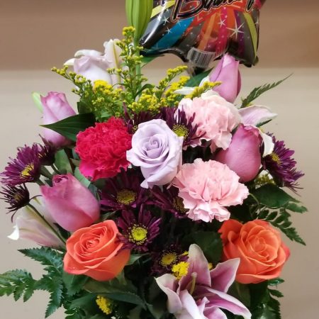 Mix bouquet with balloon