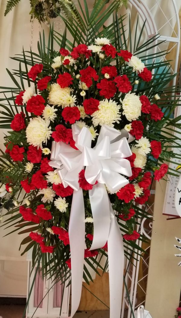 Red and white spray