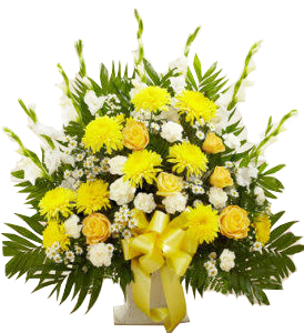 Yellow and white basket