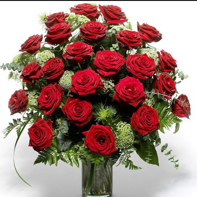 Arreglo 24 rosas rojas base de cristal – Iris florist