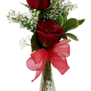 2 roses in a vase