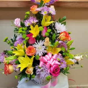 Orange Yellow Pink Triangular Bouquet