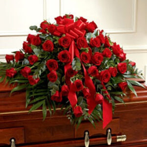 Red roses casket