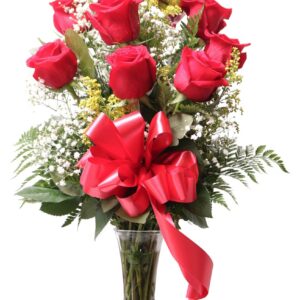 8 rosas con ballon base cristal
