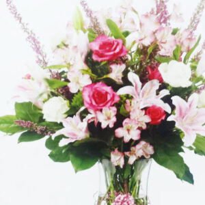 Pink white lavander flowers in vase